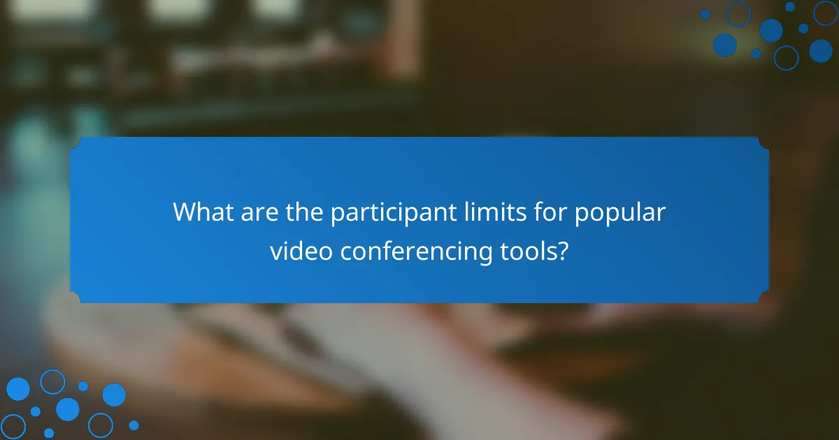 What are the participant limits for popular video conferencing tools?