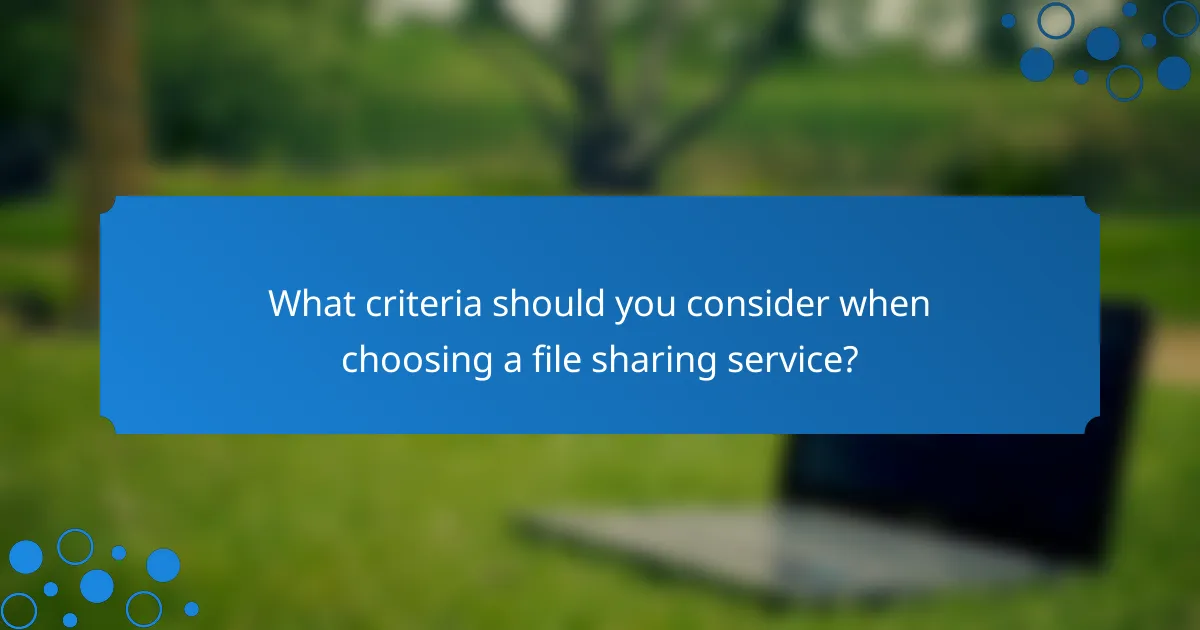What criteria should you consider when choosing a file sharing service?