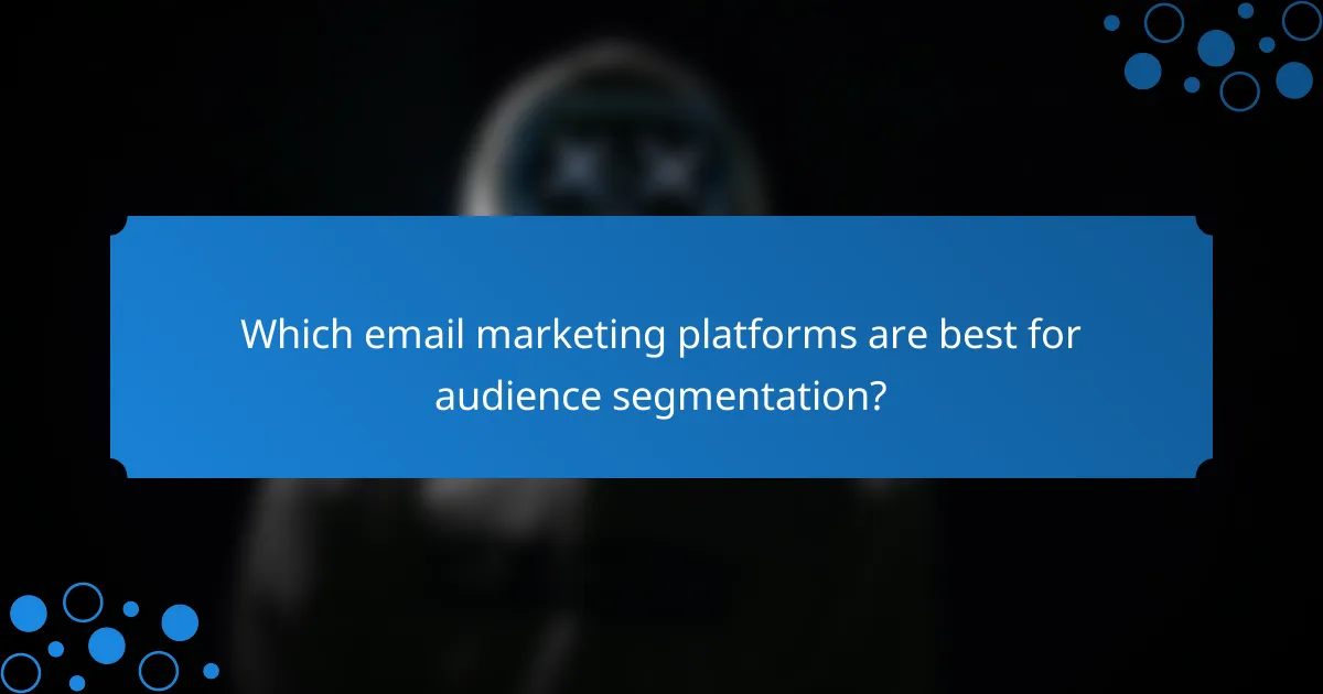 Which email marketing platforms are best for audience segmentation?